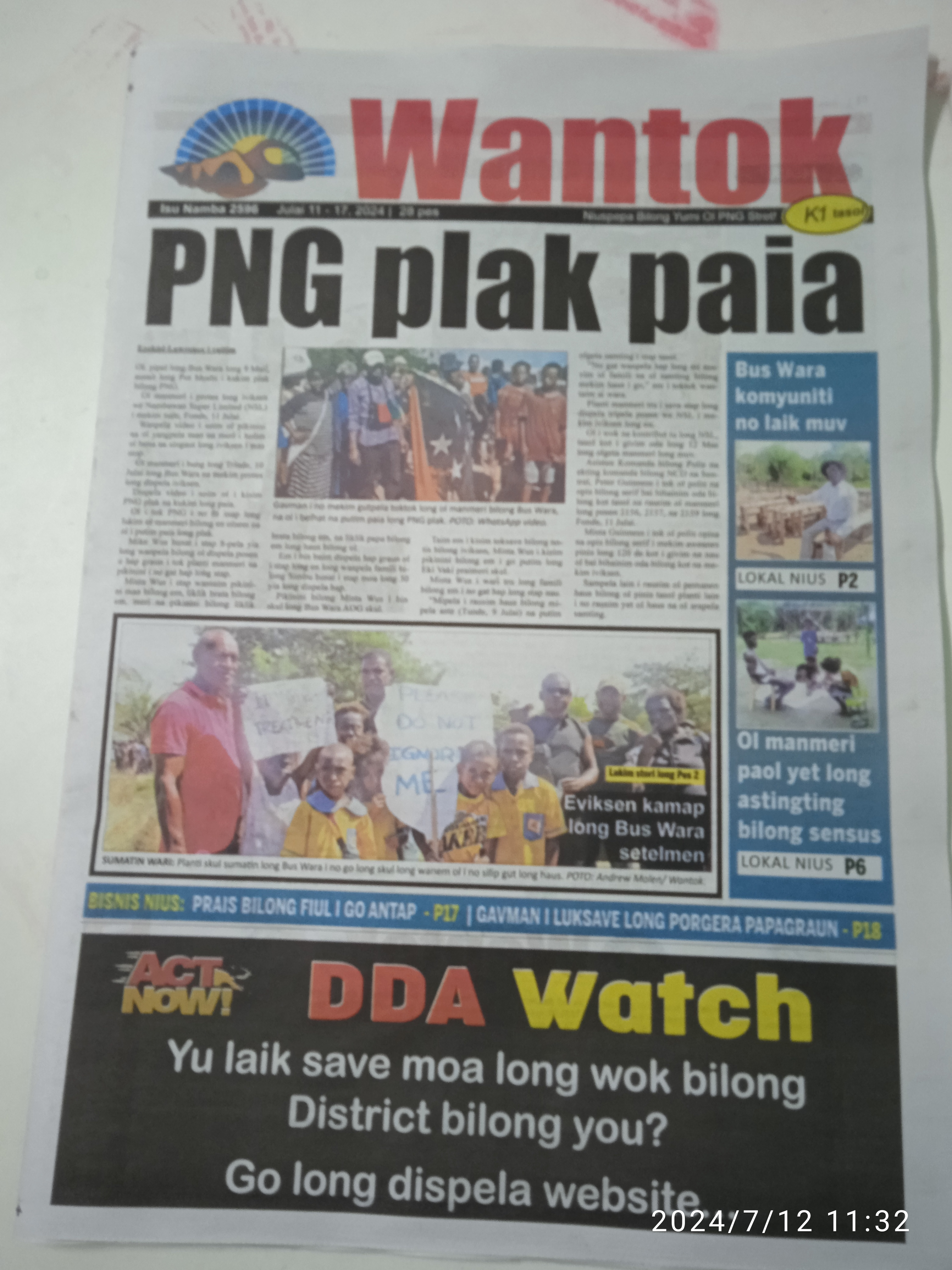 DDA Watch as strip on Wantok Niuspepa